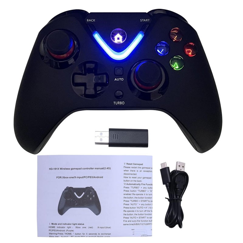 ROTOMOON Wireless Game Controller with LED Lighting Compatible with Xbox One S/X, Xbox Series S/X Gaming Gamepad, Remote Joypad with 2.4G Wireless Adapter, Rechargeable Battery - Image 5